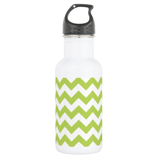 Bouteille D'eau Zigzag Vert, Chevron Vert, Motif Géométrique (Devant)