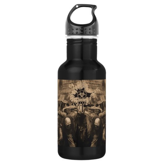 Bouteille D'eau Zombie Gear - "ÉMEUTE DE ZOMBIES" (Devant)
