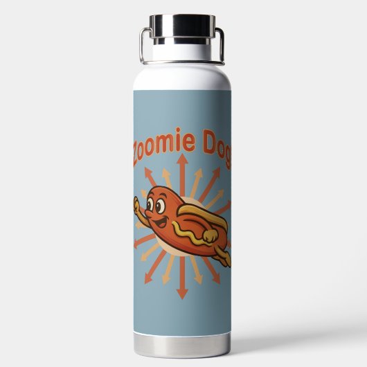Bouteille D'eau Zoomie Chien volant Hot Dog Cartoon - Fun Retro (Plage)
