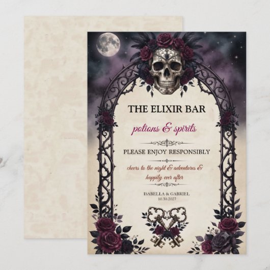 Bouteille d'élixir de crâne gothique Invitation Ha (Devant / Derrière)