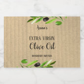 Bouteille d'huile d'olive extra vierge Étiquette d (Étiquettes simples)