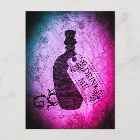 Bouteille « Drink Me » Carte Postale Violette (Devant)