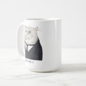 BOUTEILLE EN CHAT Tall White Mug + Texte (Devant gauche)