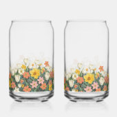 bouteille en verre de café froid avec des fleurs (Recto)