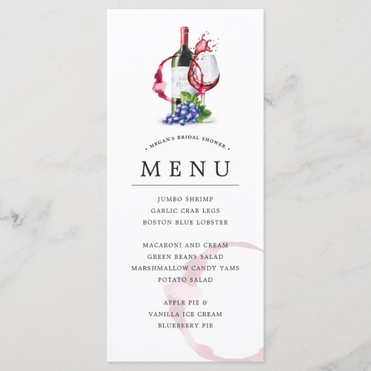 Bouteille et vin rouge Style Occassion Menu de cél (Devant)