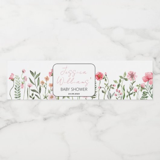 Bouteille fleur sauvage baby shower étiquette (Étiquettes simples)