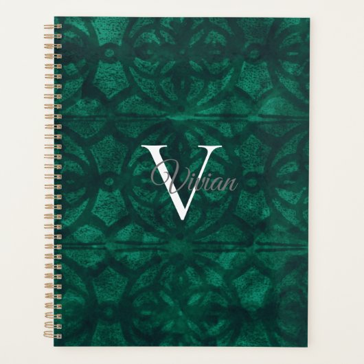 Bouteille Green Batik Élégant Monogramme Nom Plani (Devant)