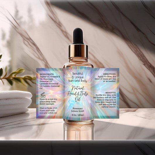 Bouteille Iridescente Étiquette 4oz Produit de gou