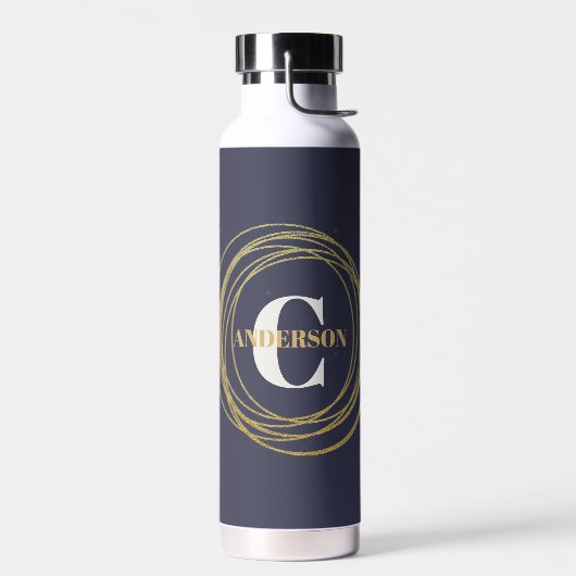 Bouteille isolée à vide cuivre avec cercles d'or L (Gauche)