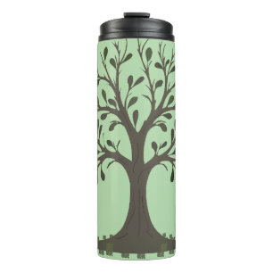 🌳 Bouteille Isotherme Arbre de Vie Vert Pâle