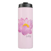 Bouteille isotherme fleur lotus rose aquarelle (Devant)