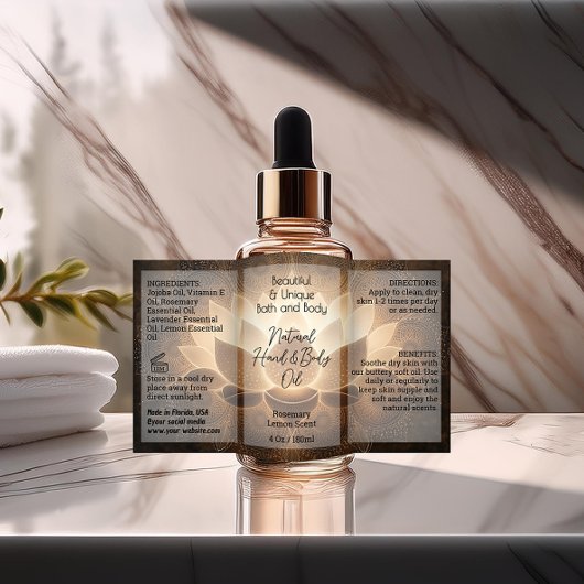 Bouteille Lotus Étiquette 4 oz Huile Dropper Produ