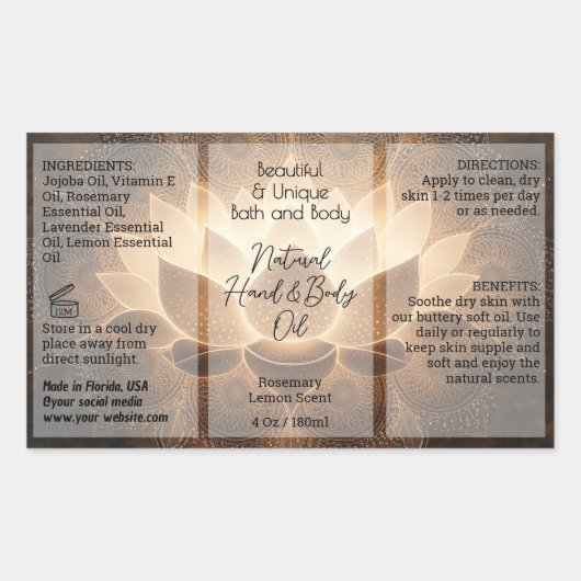 Bouteille Lotus Étiquette 4 oz Huile Dropper Produ (Devant)