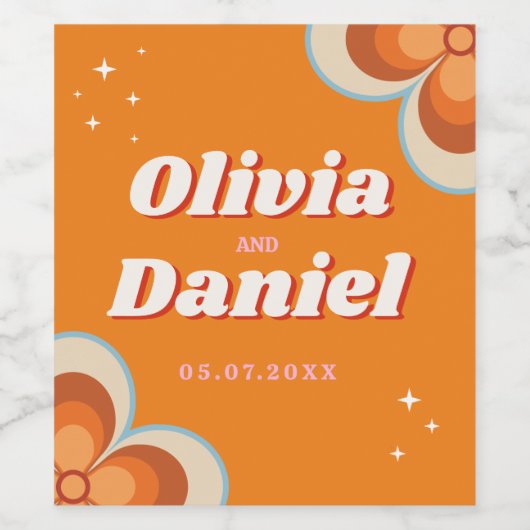 Bouteille mariage Étiquettes Retro Vintage années  (Étiquettes simples)