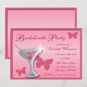 Bouteille Martini Bachelorette Invitations (Devant / Derrière)