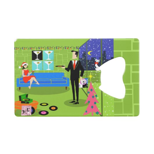 Bouteille rétro Urbain de Noël Couple Card (Devant (Horizontal))