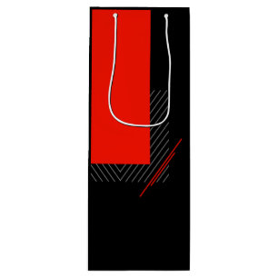 Bouteille Sac cadeau pour vin rouge géométrique, noir, blanc