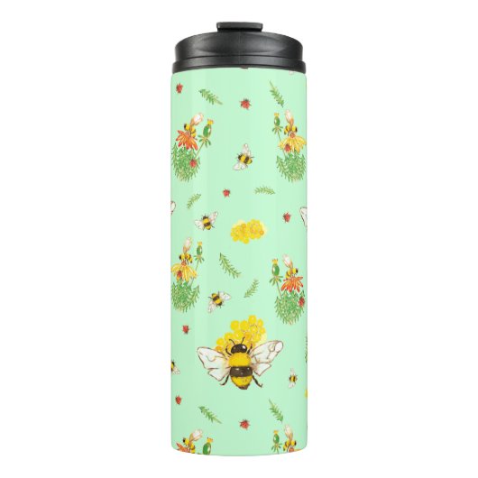 Bouteille thermos avec abeilles et jus de fortune (Devant)
