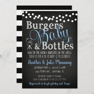 Bouteilles Bleues Burgers, Invitation Baby shower