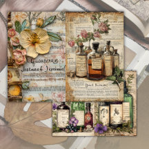 Bouteilles d'apothécaire vintages papier journal d