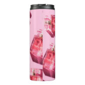 Bouteilles de parfum, arrière - plan rose, plat (Dos)