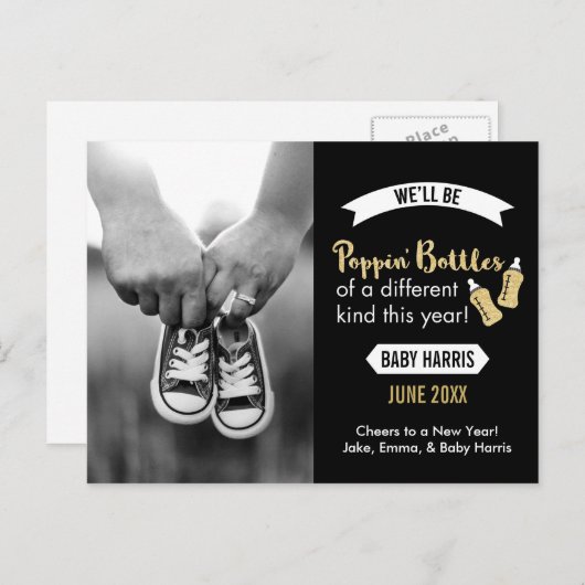 Bouteilles de pompage Joyeux Nouvel An Faire-part (Devant / Derrière)