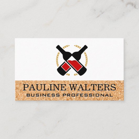 Bouteilles de vin et Carte de visite de liège (Devant)