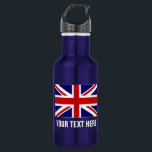 Bouteilles d'eau britanniques personnalisées de<br><div class="desc">Bouteilles d'eau britanniques personnalisées d'acier inoxydable de drapeau d'Union Jack. Bouteille d'eau brillante faite sur commande en métal dans beaucoup de couleurs. Grand pour des équipes de sports et des activités en plein air. le basket-ball d'IE, le base-ball, le football, le tennis, le football, le volleyball, le randonnée, la marche,...</div>