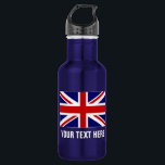 Bouteilles d'eau britanniques personnalisées de<br><div class="desc">Bouteilles d'eau britanniques personnalisées d'acier inoxydable de drapeau d'Union Jack. Bouteille d'eau brillante faite sur commande en métal dans beaucoup de couleurs. Grand pour des équipes de sports et des activités en plein air. le basket-ball d'IE, le base-ball, le football, le tennis, le football, le volleyball, le randonnée, la marche,...</div>