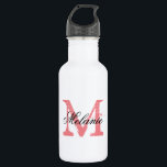 Bouteilles d'eau décorées d'un monogramme<br><div class="desc">Bouteilles d'eau décorées d'un monogramme personnalisées de mariage. Lettre initiale nommée vintage avec la typographie élégante de calligraphie de manuscrit pour le nom. Conception décorée d'un monogramme chique pour la douche nuptiale chic de pays rustique ou la partie de réception élégante de mariage. Personalizable avec le nom, la citation ou...</div>