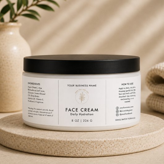 Bouteilles D'eau Étiquette de pochette de pot de crème pour le visa