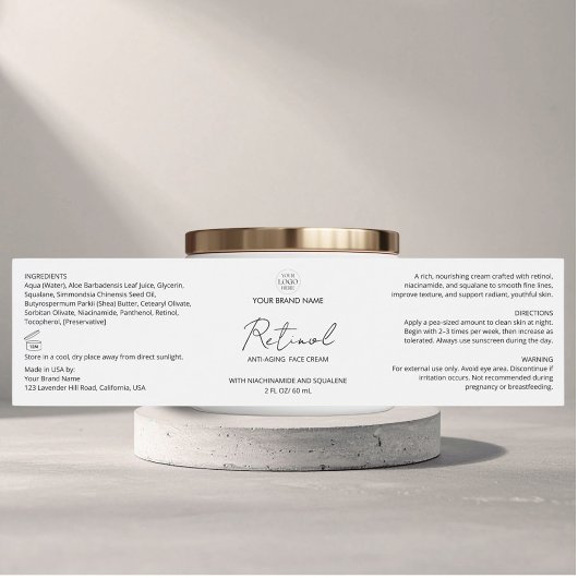 Bouteilles D'eau Étiquette de pot de crème pour le visage avec logo