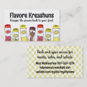 Bouteilles d'herbes et d'épices cuisine cartes biz (Devant / Derrière)