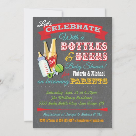 Bouteilles et bière Bébé Douche Invitations (Devant)