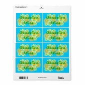 Bouteilles Étiquettes de vin de Dandelion maison (Feuille entière)