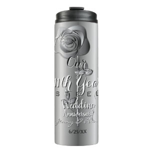 Bouteilles Isothermes 11e anniversaire de mariage Rose en acier