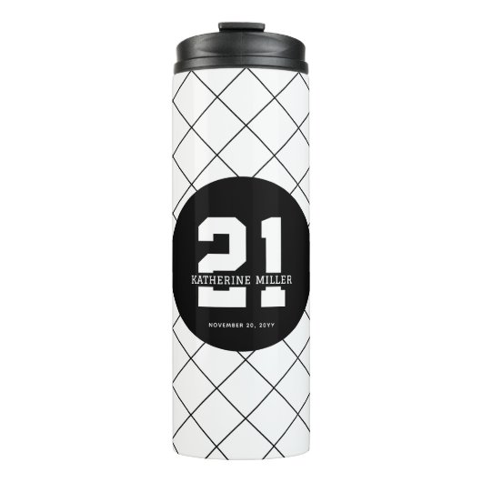 Bouteilles Isothermes 21e anniversaire personnalisé Moderne et élégant (Devant)