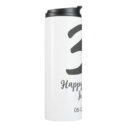 Bouteilles Isothermes 30e anniversaire ajouter nom date année noir modèl (Tourné sur la gauche)