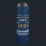 Bouteilles Isothermes 30th Birthday Born 1993 Legend Blue Gold Ajouter u<br><div class="desc">Anniversaire "Original Quality Legendary Inspiration" tumbler thermique. Ajoutez le nom et l'année souhaités dans les champs modèles pour créer un élément unique de célébration d'anniversaire. Faites équipe avec les cadeaux,  accessoires de fête et vêtements correspondants disponibles dans notre magasin www.zazzle.com/store/thecelebrationstore</div>