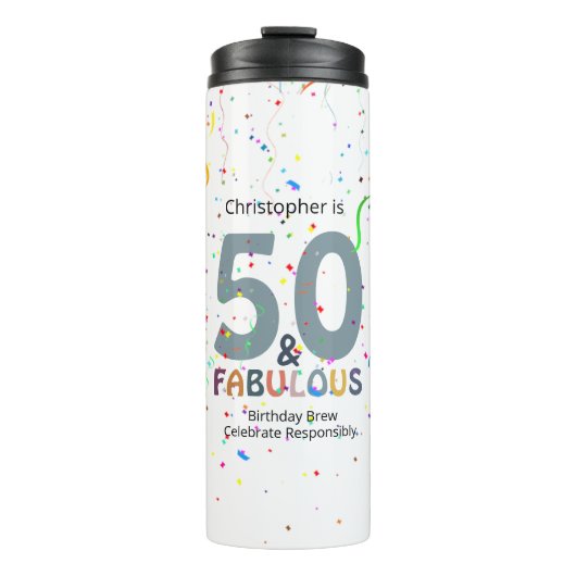 Bouteilles Isothermes 50 & Fabuleux Confetti bleu personnalisé Anniversa (Devant)