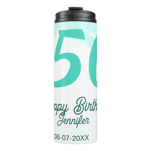 Bouteilles Isothermes 50e anniversaire ajouter nom date année vert paste (Devant)