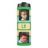 Bouteilles Isothermes 8 collage photo initiales vert beige (Devant)
