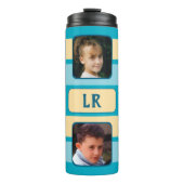 Bouteilles Isothermes 8 photo collage initials blue beige (Devant)