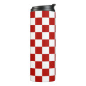 Bouteilles Isothermes à damiers carré rouge blanc rétro (Tourné sur la gauche)