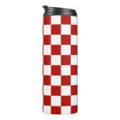 Bouteilles Isothermes à damiers carré rouge blanc rétro (Tourné sur la droite)