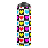 Bouteilles Isothermes à damiers Coeurs colorés Motif (Devant)