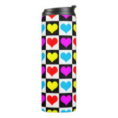 Bouteilles Isothermes à damiers Coeurs colorés Motif (Tourné sur la gauche)