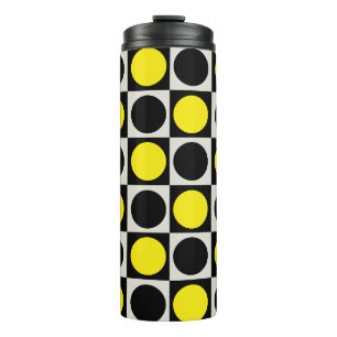 Bouteilles Isothermes à damiers Jaune Points Noirs Design Motif