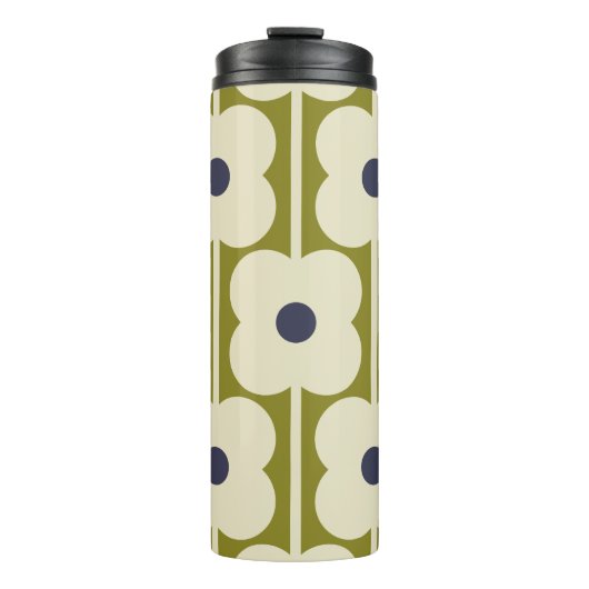 Bouteilles Isothermes Abacus Eyelet Fleur Latéral Olive et Bleu (Devant)