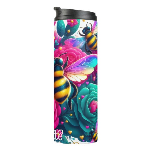 Bouteilles Isothermes Abeilles en effervescence : Arc-en-ciel, Rose Turq (Tourné sur la droite)